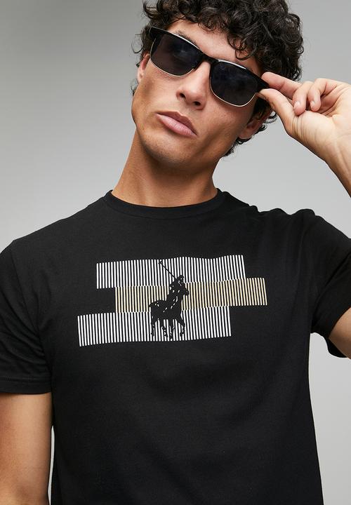 POLO - Hakeem Line Pony Printed Short Sleeve Tee - Black