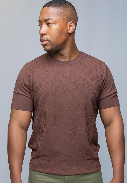 Bogart Man - Bogart monogram jacquard knit tee - brown