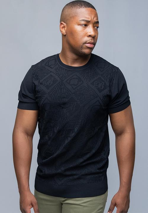 Bogart Man - Bogart monogram jacquard knit tee - black