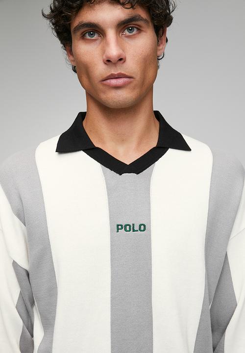 POLO - Moroka Sport Long Sleeve Polo Knit Top - Off White