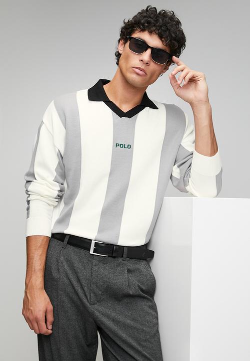 POLO - Moroka Sport Long Sleeve Polo Knit Top - Off White