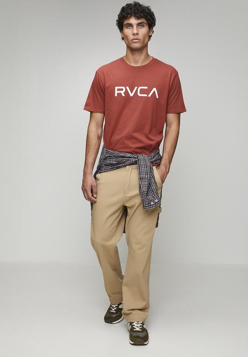 RVCA - Big Rvca Short sleeve Red Stitch - Dusty Red & White Logo