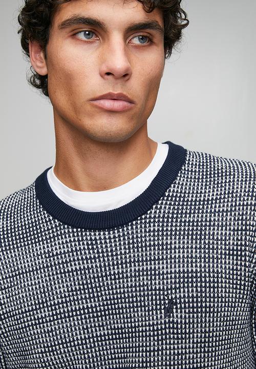POLO - Atticus Ls Textured Crew Longs  Knitwear - Navy
