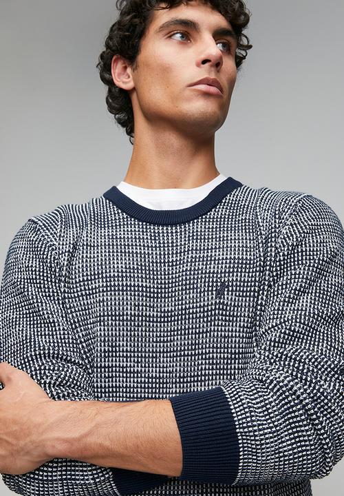 POLO - Atticus Ls Textured Crew Longs  Knitwear - Navy