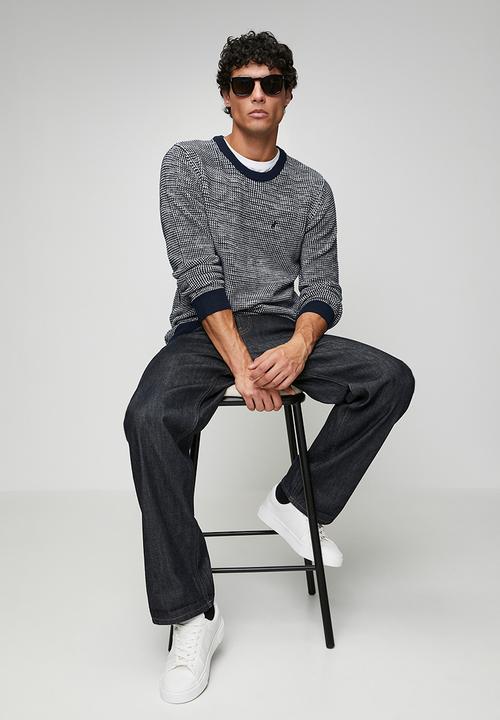 POLO - Atticus Ls Textured Crew Longs  Knitwear - Navy