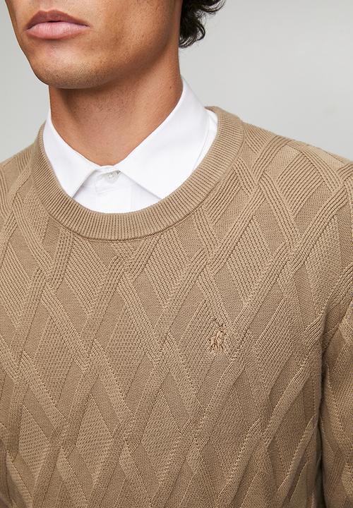 POLO -  Textured Argyle Luxx Knitwear  - Brown
