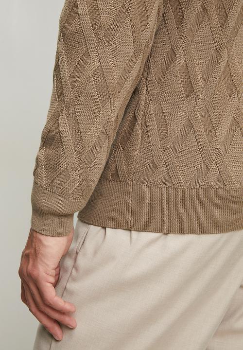POLO -  Textured Argyle Luxx Knitwear  - Brown