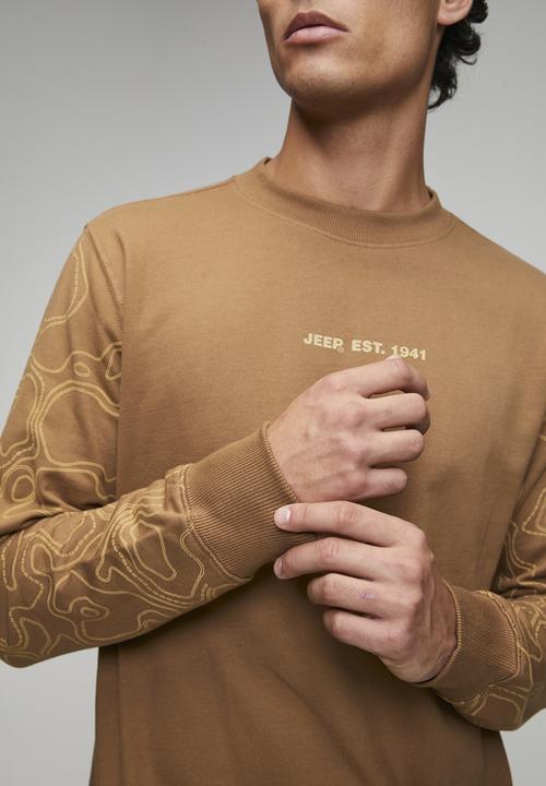 JEEP - Fleece Aop Crewneck  - Brown