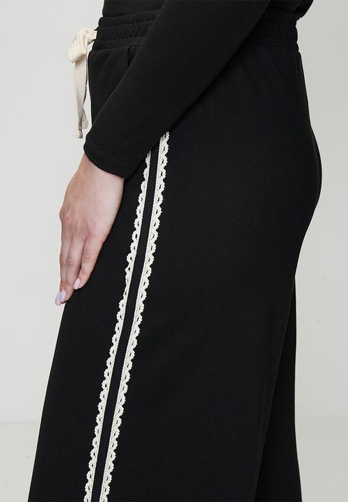 Me&B - Plus Contrast Ponti Pant - Black