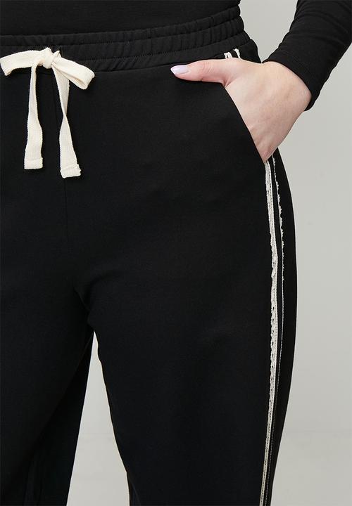 Me&B - Plus Contrast Ponti Pant - Black