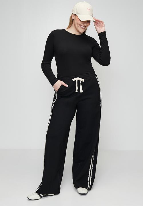 Me&B - Plus Contrast Ponti Pant - Black