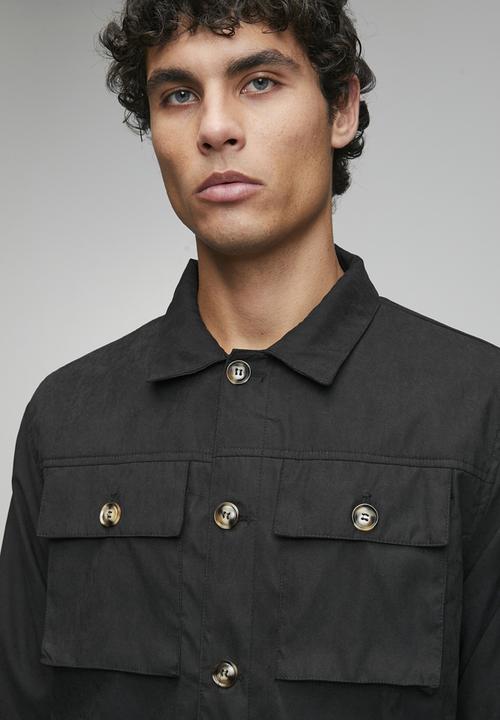 Brave Soul - Pocket Shacket Button Through - Black