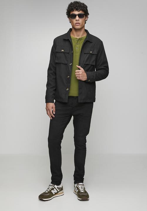 Brave Soul - Pocket Shacket Button Through - Black