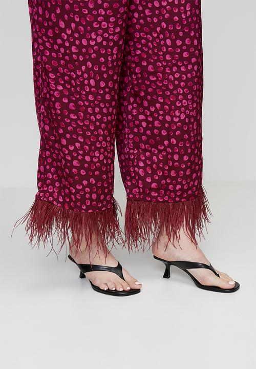Me&B - Plus Sizzle Pants with Feather Trim - Pink