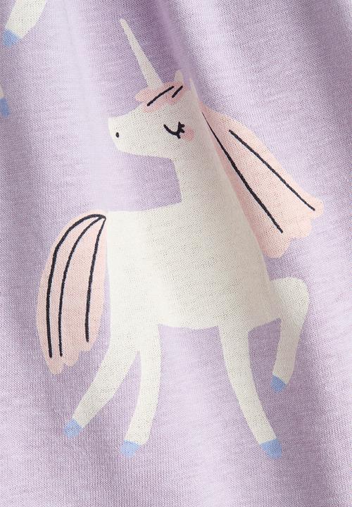 H&M - Printed cotton dress - light purple/unicorns