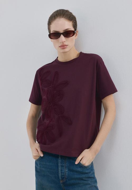 MANGO - T-shirt jazmin - dark red