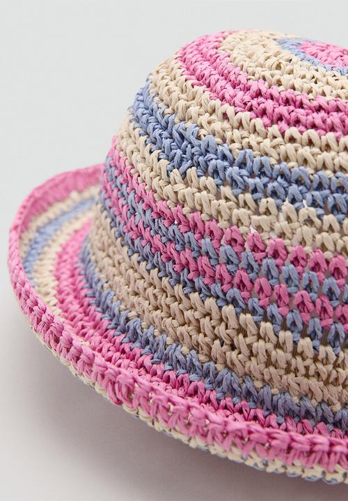 MANGO - Hat STRIPES - Light/Pastel Brown