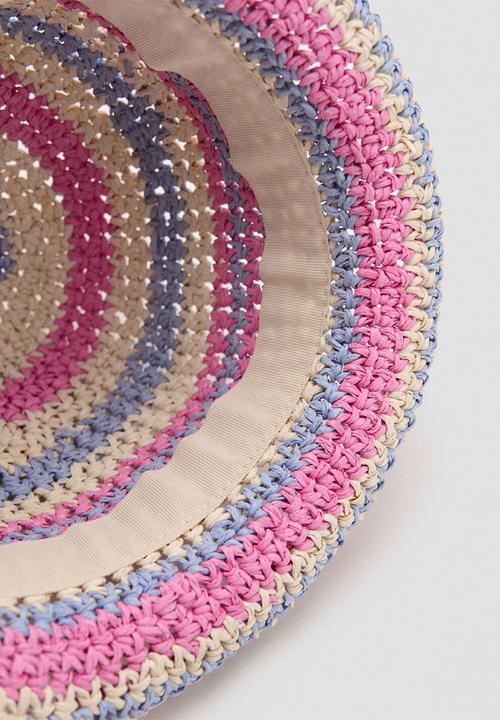 MANGO - Hat STRIPES - Light/Pastel Brown