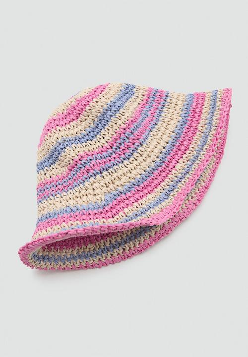 MANGO - Hat STRIPES - Light/Pastel Brown