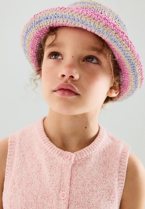 MANGO - Hat STRIPES - Light/Pastel Brown