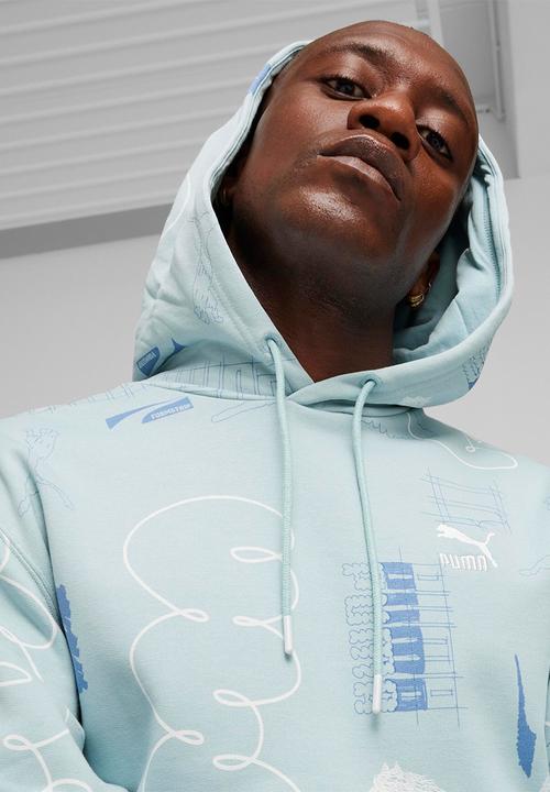 PUMA - Classics brand love aop Hoodie TR - Turquo