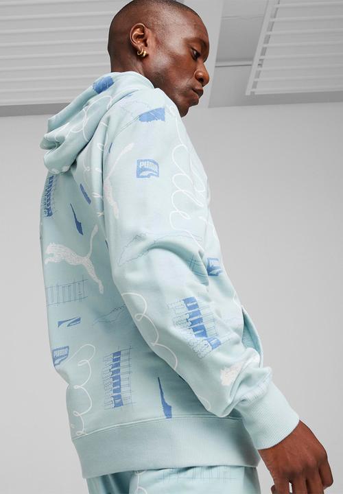 PUMA - Classics brand love aop Hoodie TR - Turquo