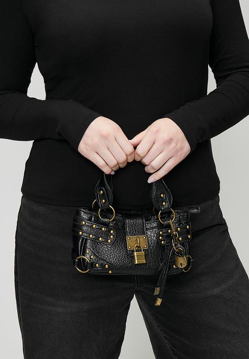 Tessa Design - Adeline Studded Buckle Bag - Black