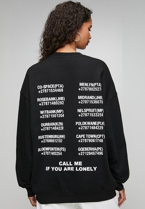GALXBOY - CALL ME CREW NECK - BLACK