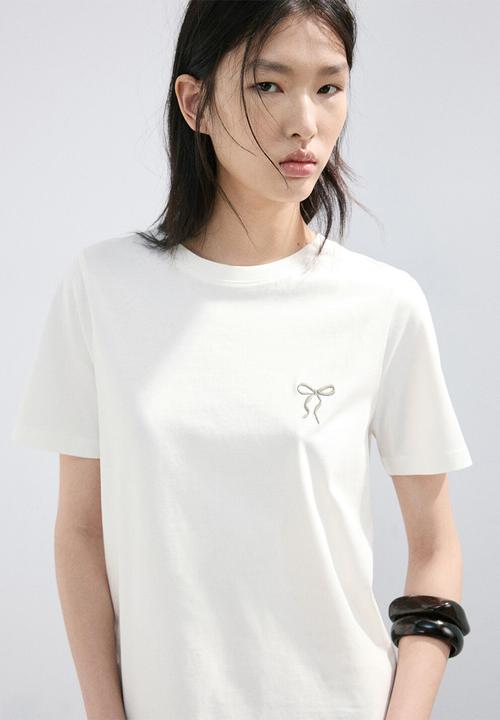 MANGO - T-shirt rin - white