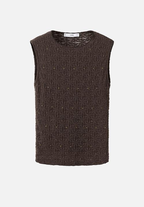 MANGO - Top pati - dark brown