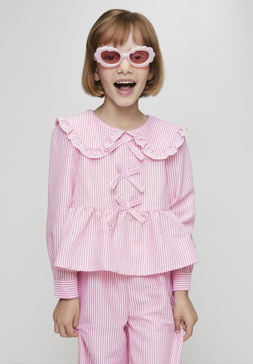 Pop Candy - Peter pan collar blouse with pants - pink stripes