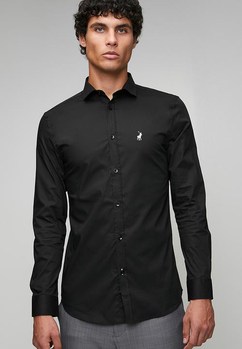 POLO - Christian Slim Fit Long Sleeve Shirt Christian - Black