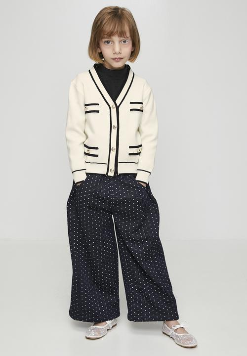 Pop Candy - Contrast tipping cardigan - cream/black