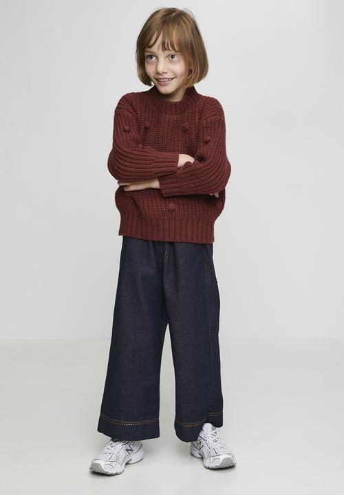 Pop Candy - Pom pom knit jumper - maroon