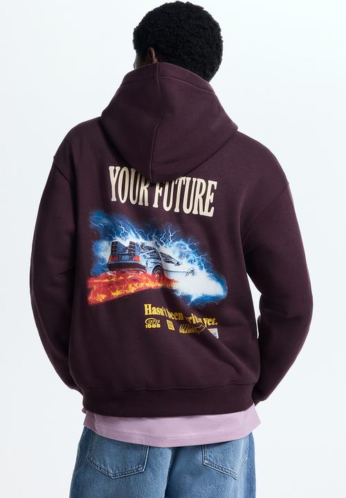 H&M - Loose fit hoodie - burgundy/california