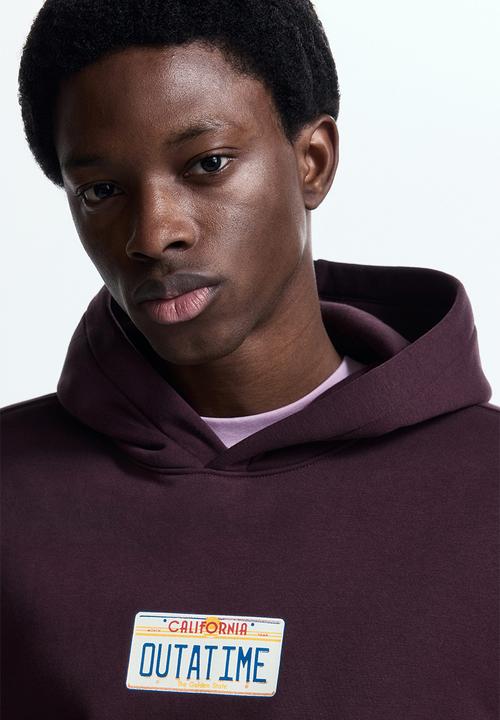 H&M - Loose fit hoodie - burgundy/california