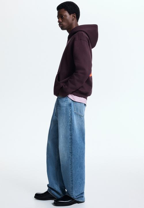 H&M - Loose fit hoodie - burgundy/california