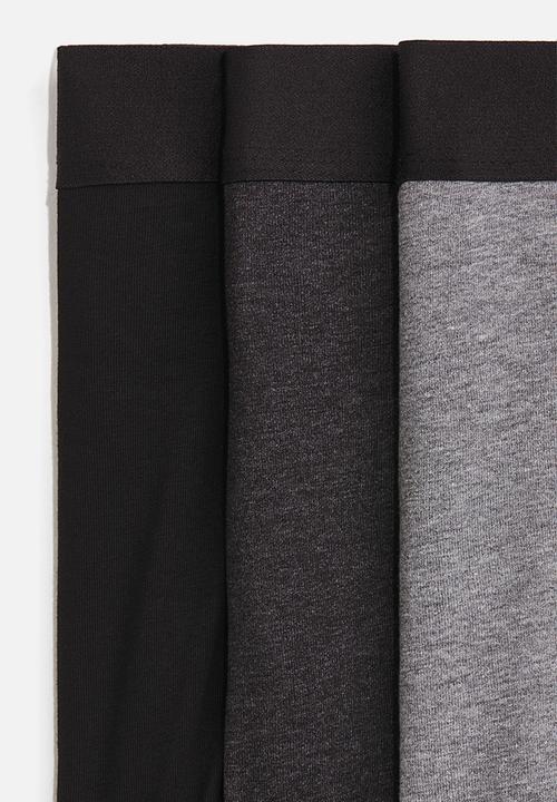 H&M - 3-Pack mid trunks with lycra - grey marl/black