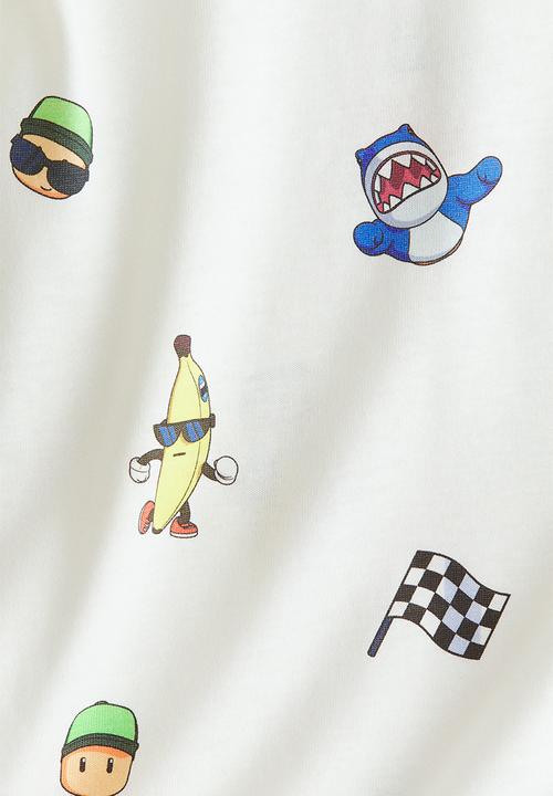 H&M - Oversized printed T-shirt - white/stumble guys