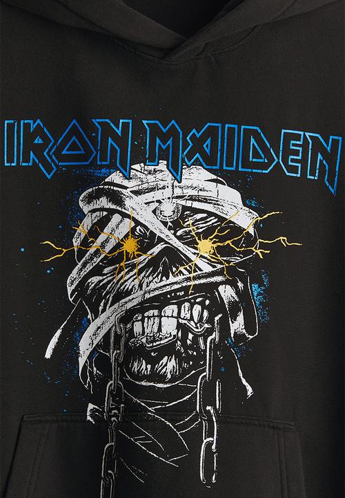 H&M - Oversized fit printed hoodie - black/iron maiden