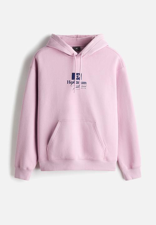 H&M - Loose fit printed hoodie - dusty pink/herbarium archives