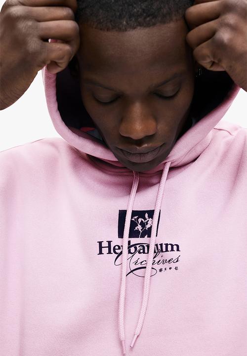 H&M - Loose fit printed hoodie - dusty pink/herbarium archives