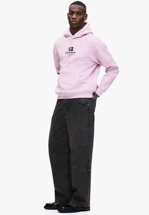 H&M - Loose fit printed hoodie - dusty pink/herbarium archives