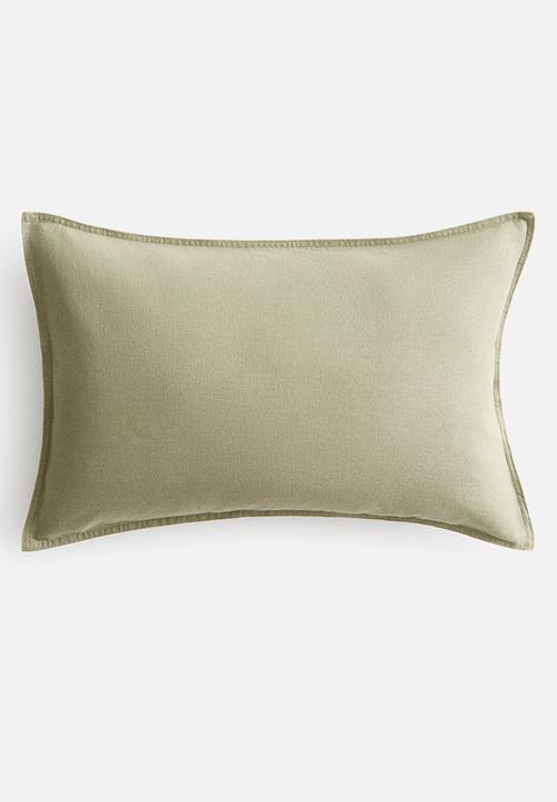 Linen-blend cushion cover - sage green
