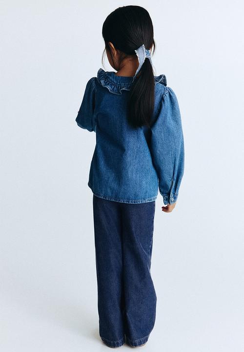H&M - Wide denim-look trousers - dark denim blue