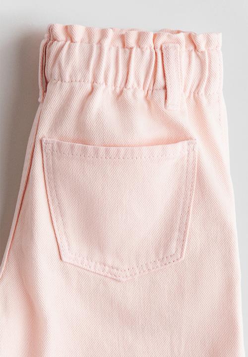 H&M - Wide leg paper bag jeans - light pink