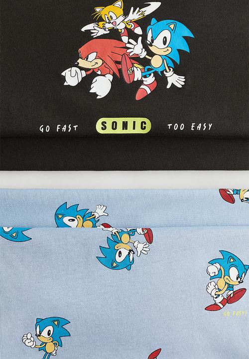 H&M - 2-Pack printed cotton pyjamas - black/sonic the hedgehog