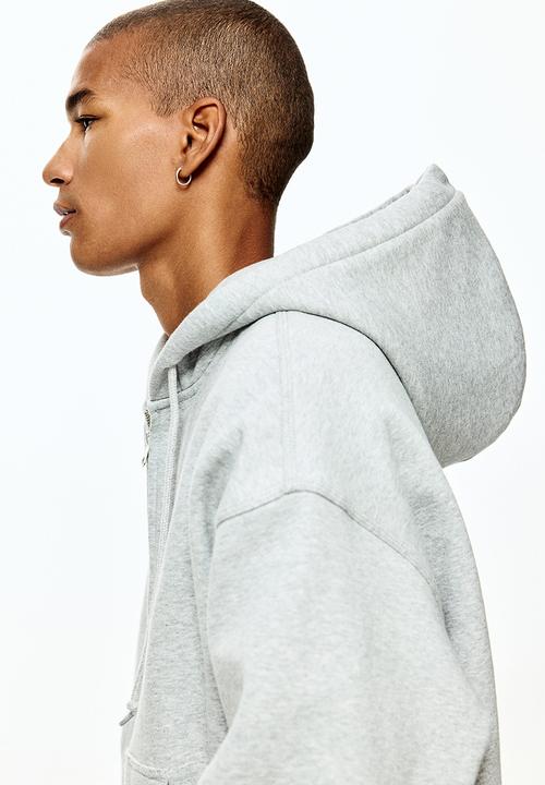 H&M - Oversized fit zip-through hoodie - light grey marl