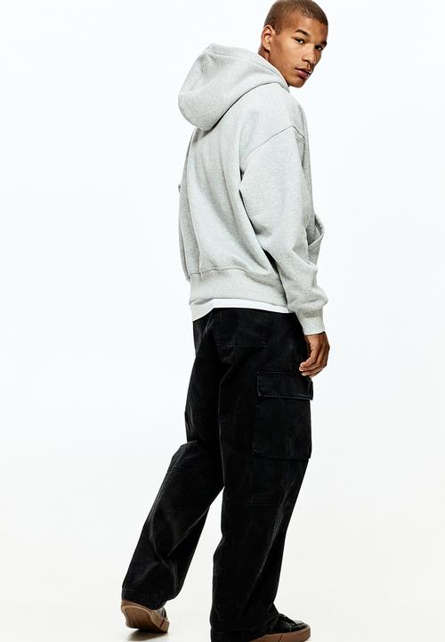 H&M - Oversized fit zip-through hoodie - light grey marl