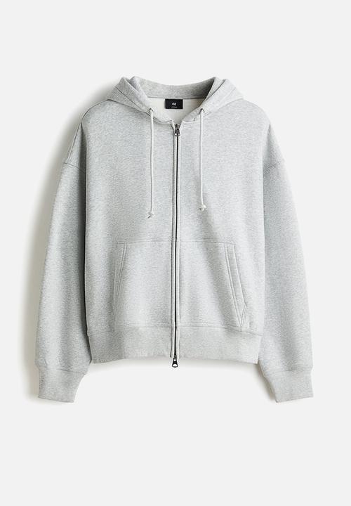H&M - Oversized fit zip-through hoodie - light grey marl